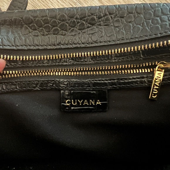 CUYANA croc-embossed cross-body bag in black/navy, Small - Picture 7 of 11